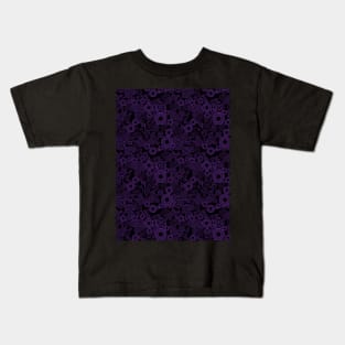 Purple and Black Spiral Pattern Kids T-Shirt